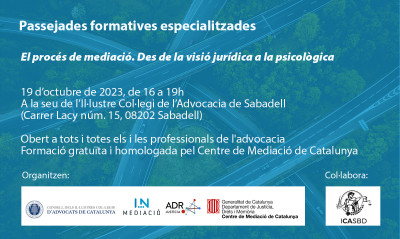 19 de octubre, 16h. El proceso de mediación. Desde la visión jurídica a la psicológica. ICASBD