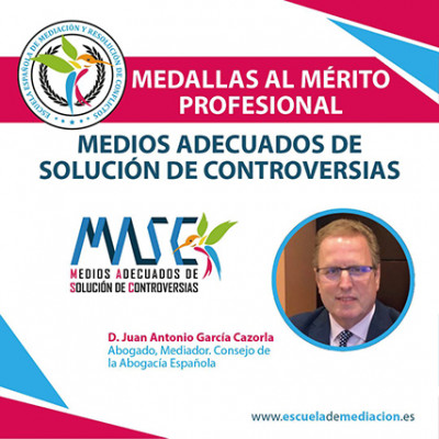 Medalla al mérito profesional al exdecano ICASBD Juan A. García Cazorla